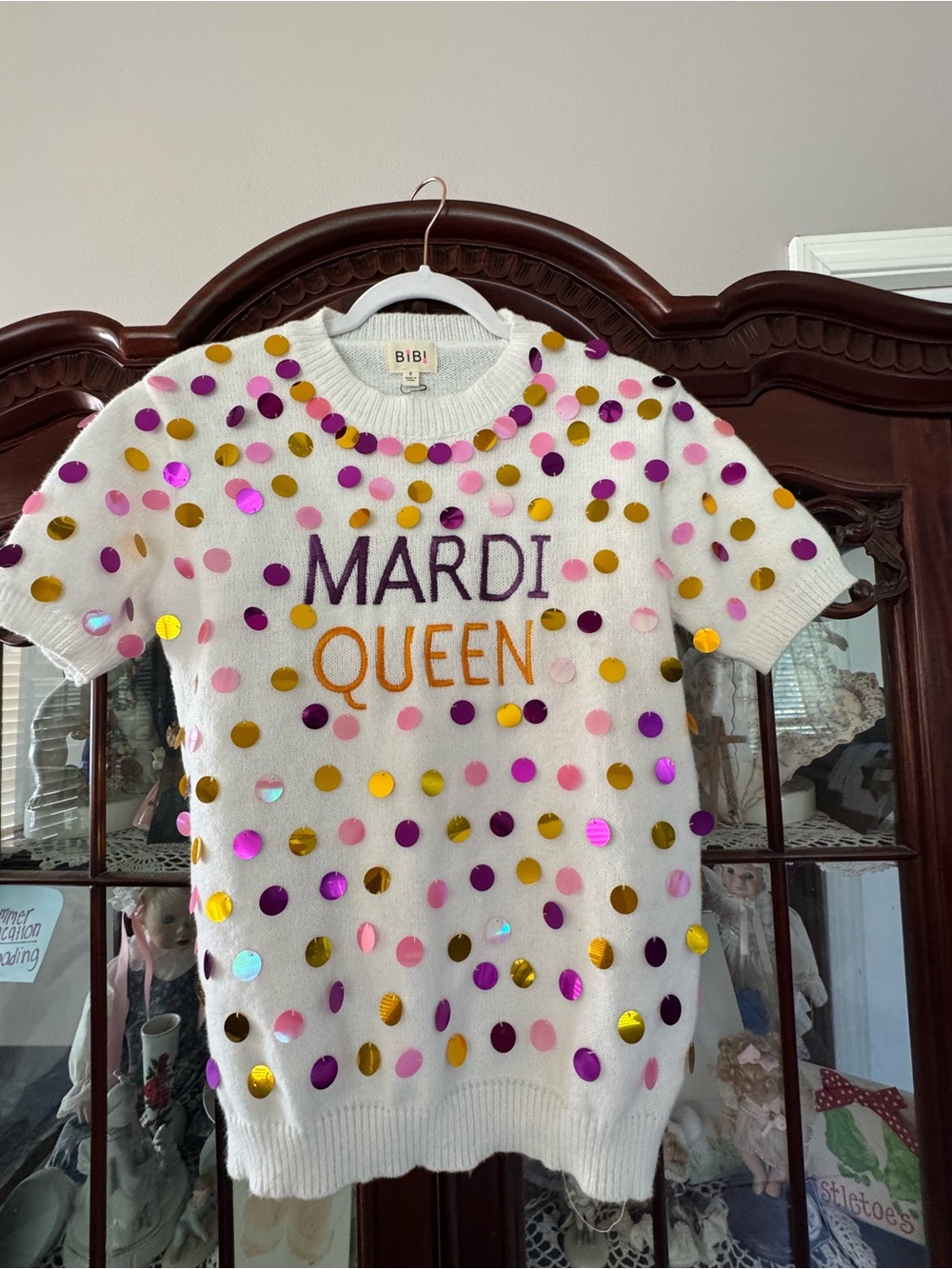 BiBi Mardi Queen Sequin Sweater Size Small Mardi Gras Party Top